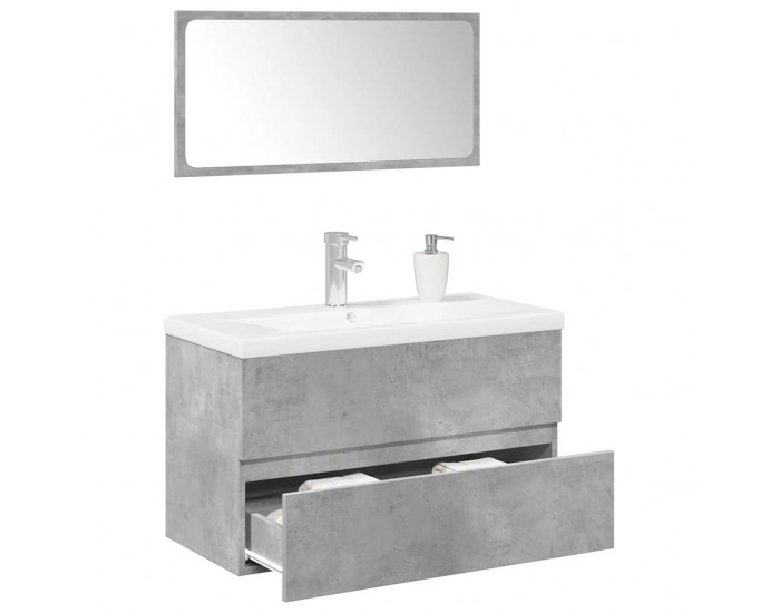 Sonata H Комплект мебели за баня от 3 части бетонно сив инженерно дърво