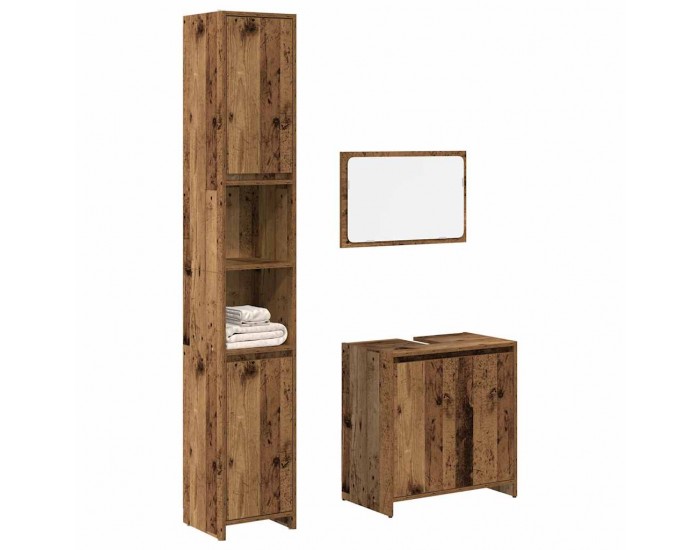 Sonata H Комплект мебели за баня от 3 части старо дърво инженерно дърво