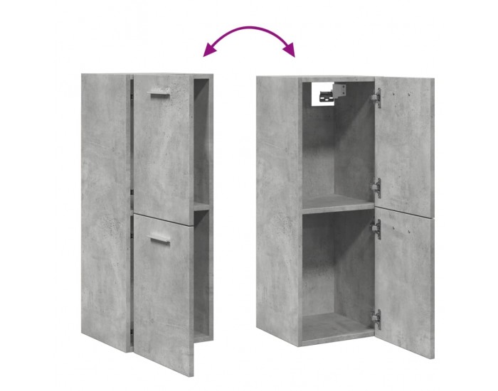 Sonata H Висящ шкаф за баня Бетон сив 30x30x80 cm Инженерна дървесина