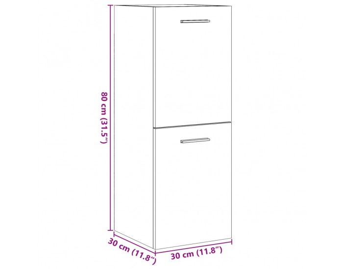 Sonata H Висящ шкаф за баня Бетон сив 30x30x80 cm Инженерна дървесина