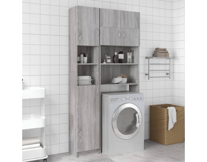 Sonata H Шкаф за баня, сив сонома, 32x25,5x190 см, инженерно дърво