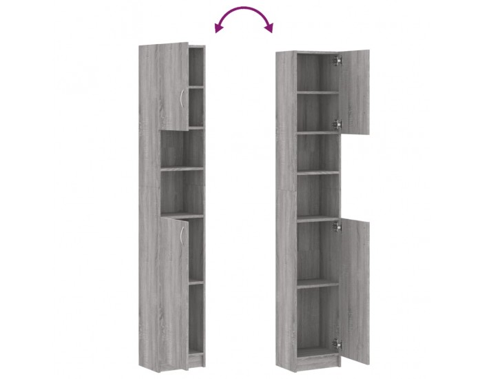 Sonata H Шкаф за баня, сив сонома, 32x25,5x190 см, инженерно дърво