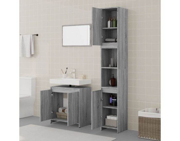 Sonata H Комплект мебели за баня от 3 части сив сонома инженерно дърво