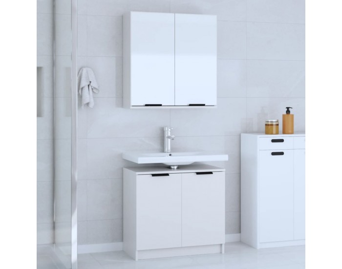 Sonata H Комплект мебели за баня от 2 части, бял, инженерно дърво