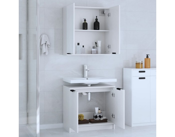 Sonata H Комплект мебели за баня от 2 части, бял, инженерно дърво