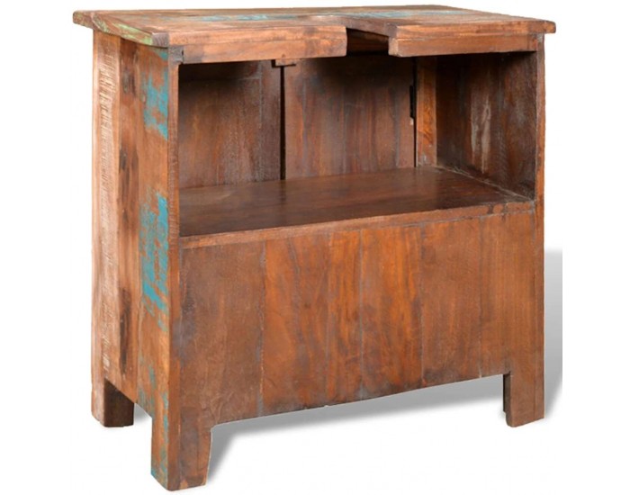 Комплект за баня от регенерирано дърво – шкаф за мивка и огледало