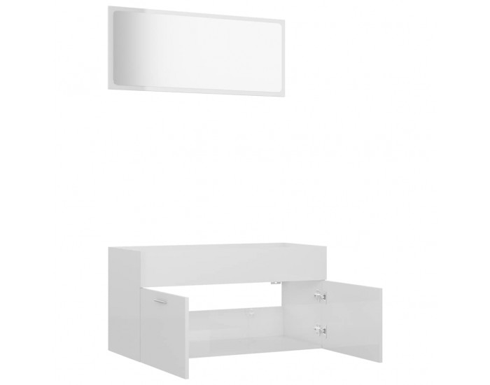 Sonata H Комплект мебели за баня, бял гланц, инженерно дърво
