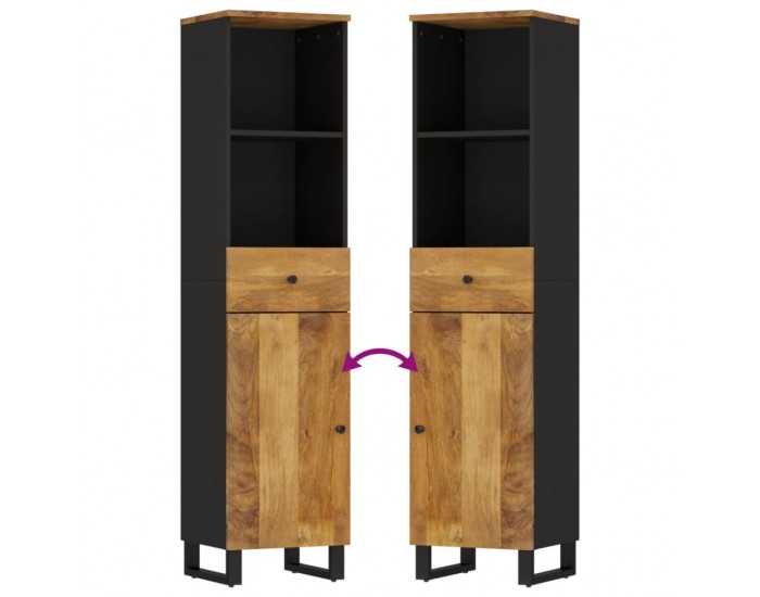 Sonata H Шкаф за баня 38x33x160 см масивно мангово дърво