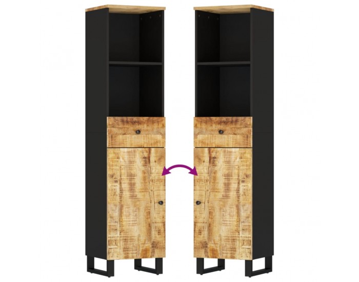 Sonata H Шкаф за баня 38x33x160 см масивно мангово дърво