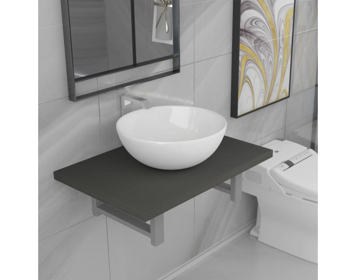 Sonata H Комплект мебели за баня от две части, керамика, сив