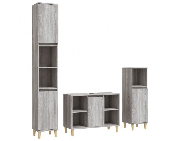 Sonata H Комплект мебели за баня от 3 части сив сонома инженерно дърво