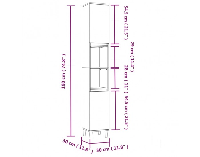 Sonata H Комплект мебели за баня от 3 части сив сонома инженерно дърво