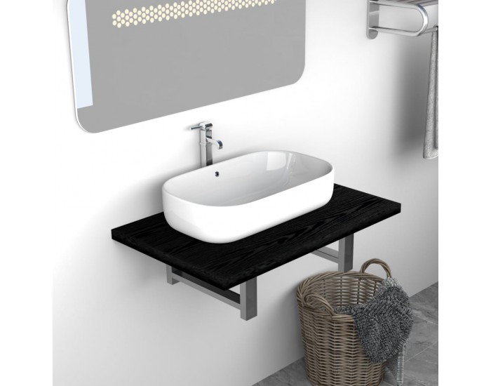 Sonata H Обзавеждане за баня, черно, 60x40x16,3 см