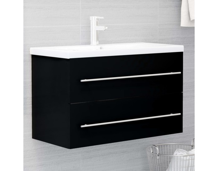 Sonata H Долен шкаф за мивка, черен, 80x38,5x48 см, инженерно дърво
