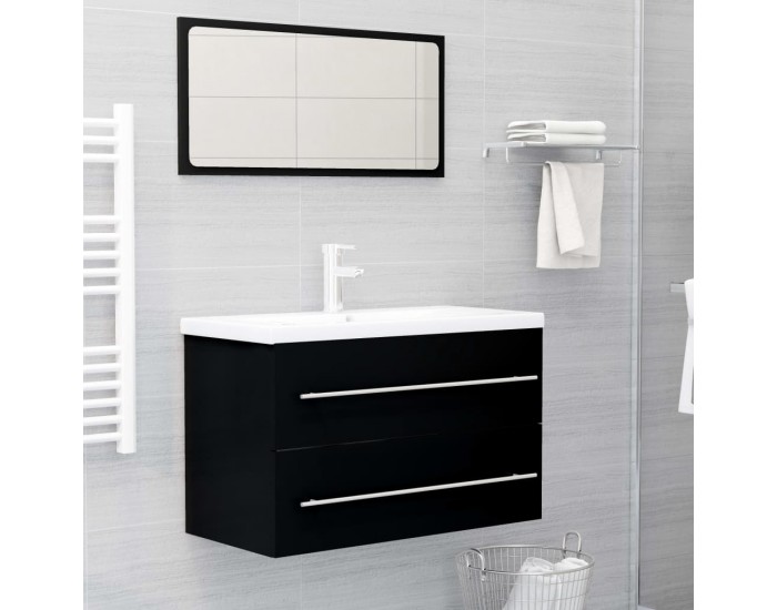 Sonata H Долен шкаф за мивка, черен, 80x38,5x48 см, инженерно дърво