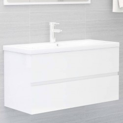 Sonata H Долен шкаф за мивка, бял гланц, 90x38,5x45 см, инженерно дърво - Баня