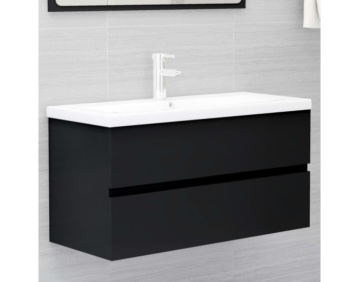 Sonata H Долен шкаф за мивка, черен, 90x38,5x45 см, инженерно дърво