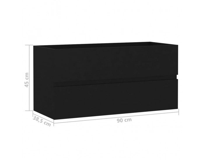 Sonata H Долен шкаф за мивка, черен, 90x38,5x45 см, инженерно дърво