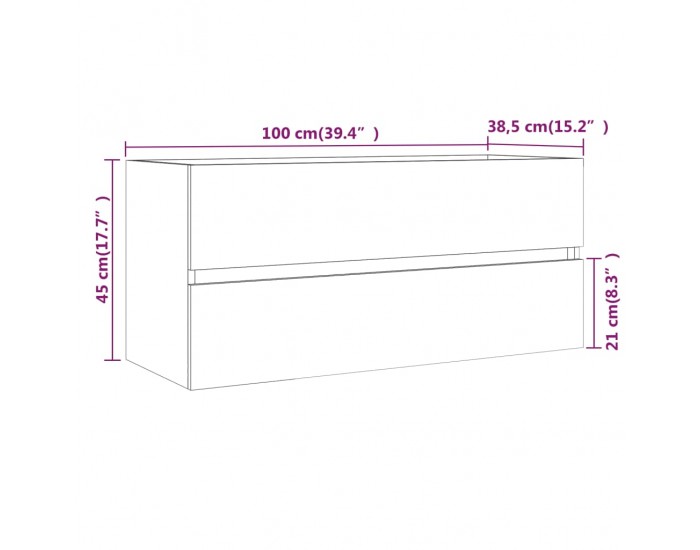 Sonata H Шкаф за мивка, опушен дъб, 100x38,5x45 см, инженерно дърво