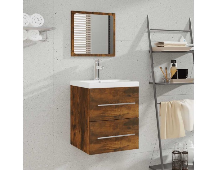 Sonata H Шкаф за баня с огледало, Опушен дъб, 41x38,5x48 см