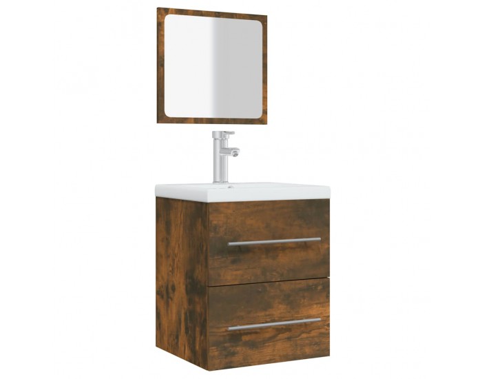 Sonata H Шкаф за баня с огледало, Опушен дъб, 41x38,5x48 см