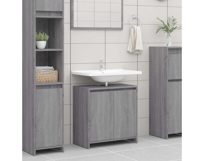 Sonata H Шкаф за баня, сив сонома, 60x33x61 см, инженерно дърво