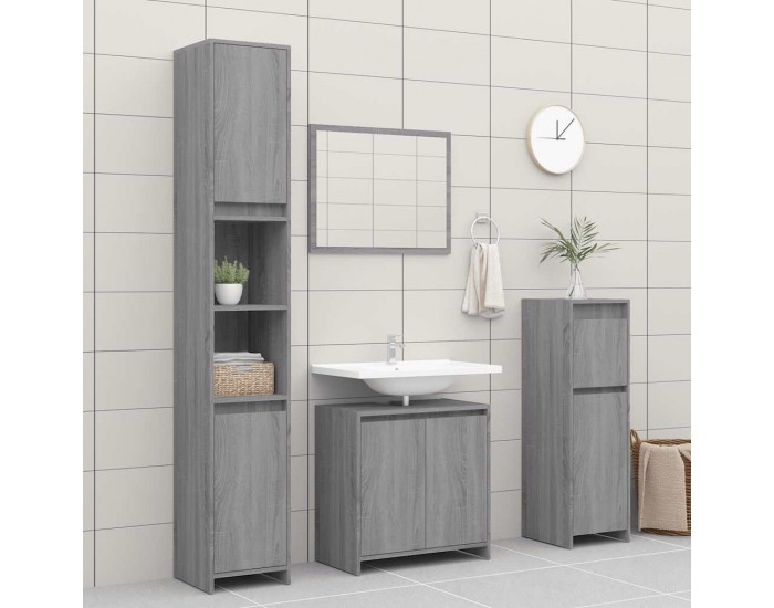 Sonata H Шкаф за баня, сив сонома, 60x33x61 см, инженерно дърво