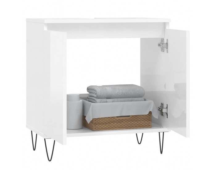 Sonata H Шкаф за баня, бял гланц, 58x33x60 см, инженерно дърво