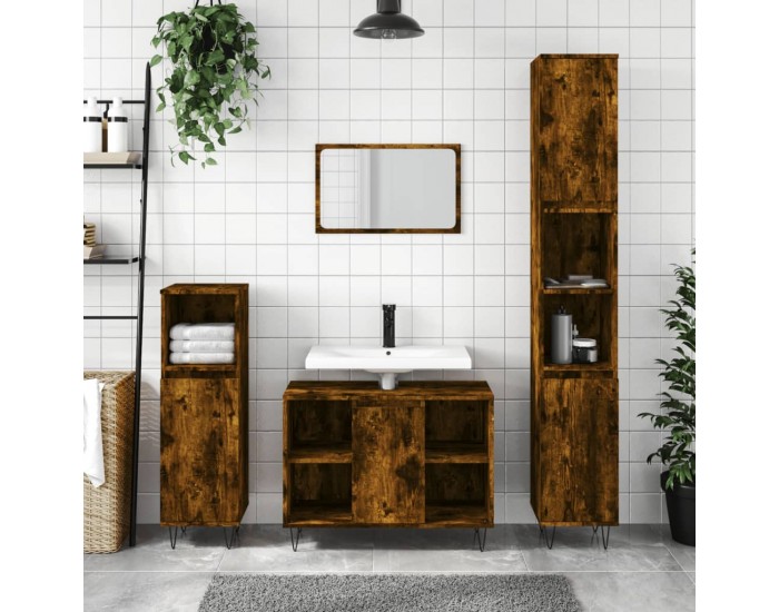 Sonata H Шкаф за баня, опушен дъб, 30x30x100 см, инженерно дърво