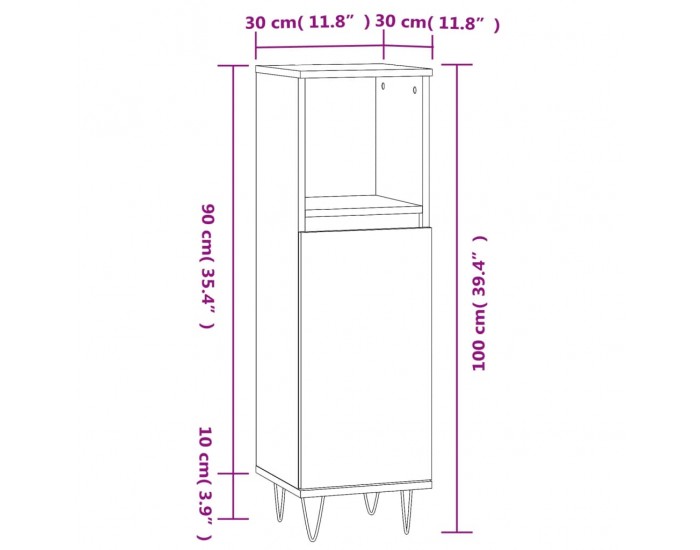 Sonata H Шкаф за баня, опушен дъб, 30x30x100 см, инженерно дърво