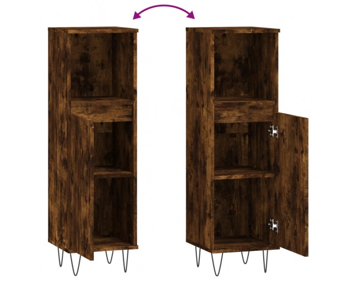 Sonata H Шкаф за баня, опушен дъб, 30x30x100 см, инженерно дърво