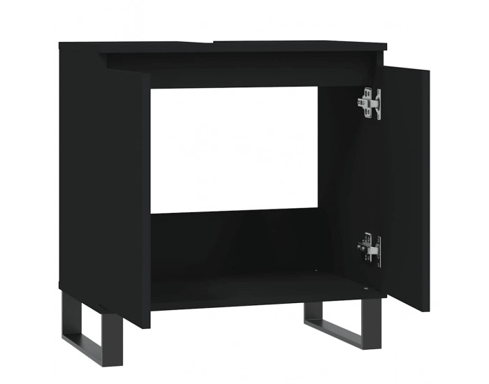 Sonata H Шкаф за баня, черен, 58x33x60 см, инженерно дърво