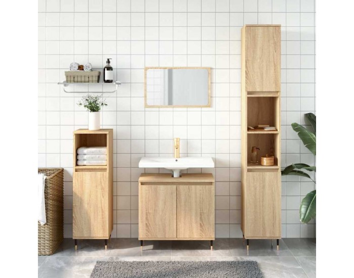 Sonata H Шкаф за баня, сонома дъб, 58x33x60 см, инженерно дърво