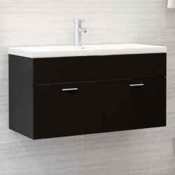 Sonata H Долен шкаф за мивка, черен, 90x38,5x46 см, инженерно дърво - Комплекти