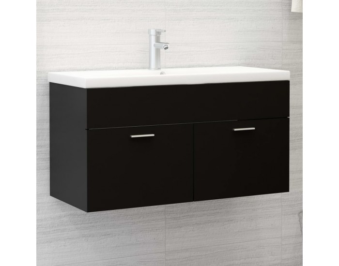 Sonata H Долен шкаф за мивка, черен, 90x38,5x46 см, инженерно дърво