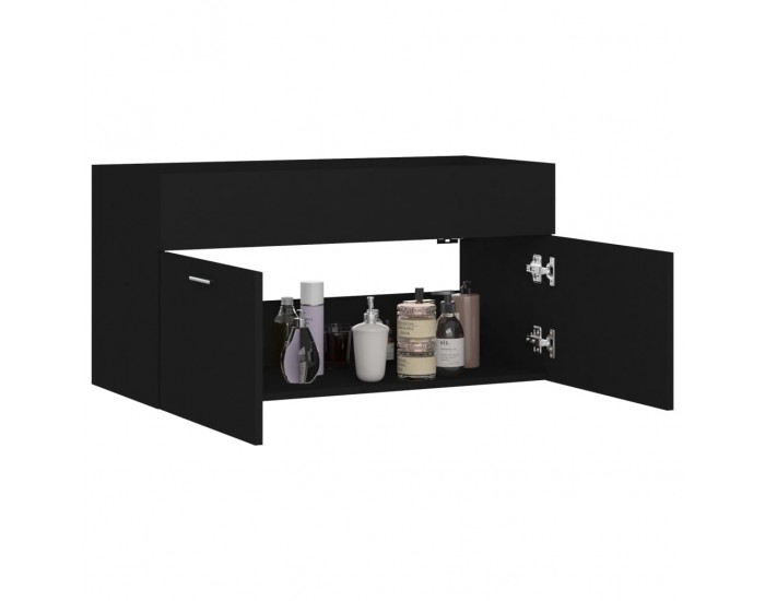 Sonata H Долен шкаф за мивка, черен, 90x38,5x46 см, инженерно дърво