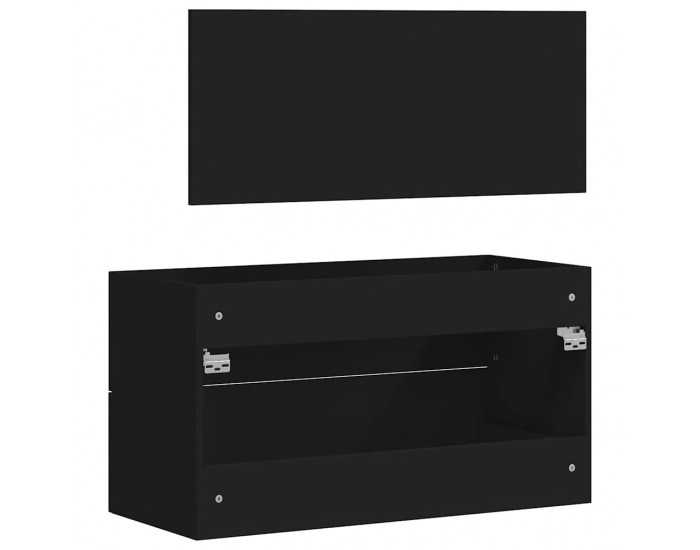 Sonata H Шкаф за баня с огледало, черен, инженерно дърво