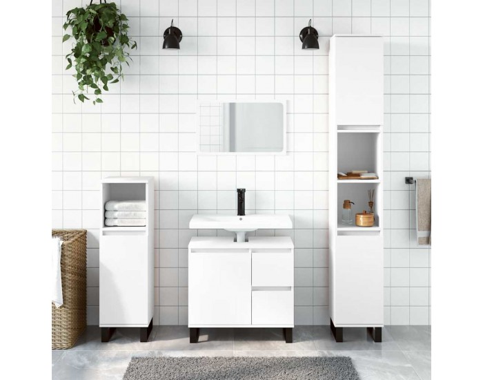 Sonata H Шкаф за баня, бял, 65x33x60 см, инженерно дърво