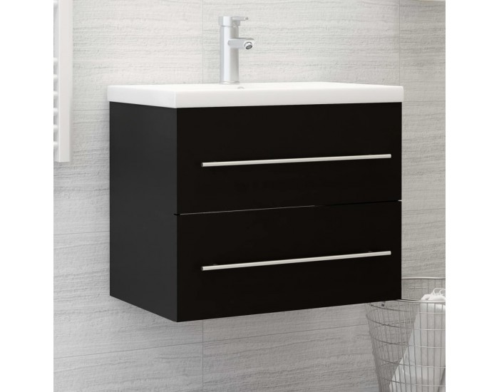 Sonata H Долен шкаф за мивка, черен, 60x38,5x48 см, инженерно дърво