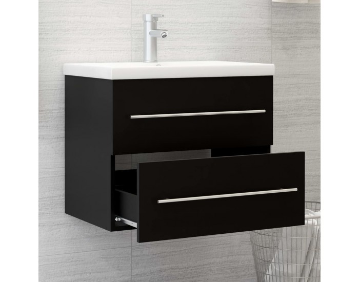 Sonata H Долен шкаф за мивка, черен, 60x38,5x48 см, инженерно дърво