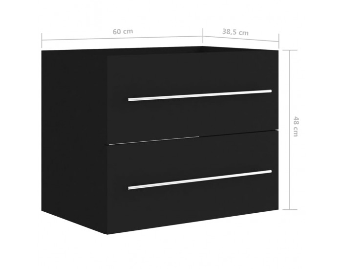 Sonata H Долен шкаф за мивка, черен, 60x38,5x48 см, инженерно дърво