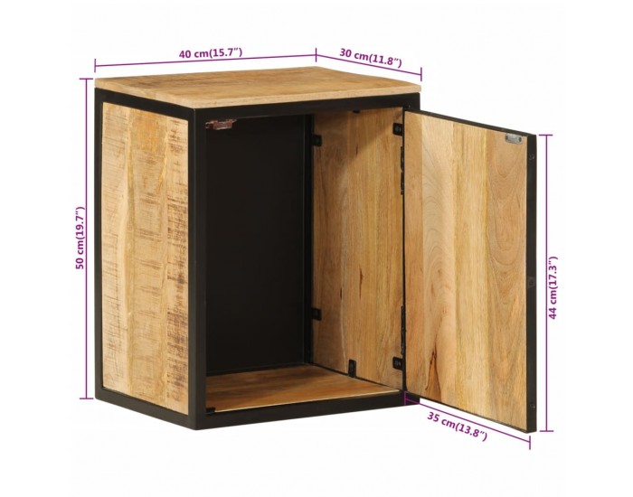 Sonata H Шкаф за баня 40x30x50 см мангово дърво масив и желязо