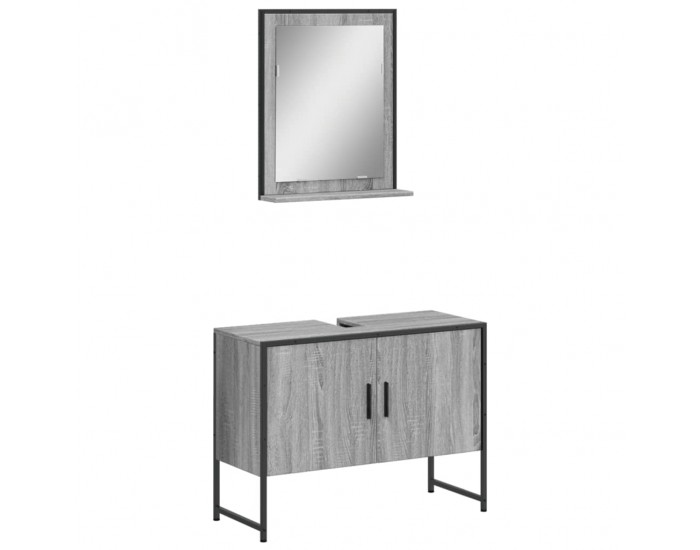 Sonata H Комплект шкаф за баня от 2 части, сив сонома, инженерно дърво