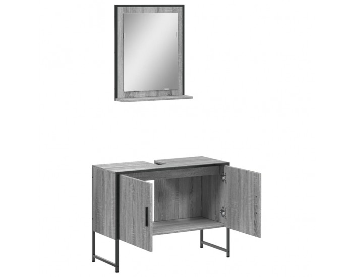 Sonata H Комплект шкаф за баня от 2 части, сив сонома, инженерно дърво