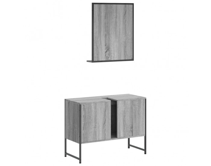 Sonata H Комплект шкаф за баня от 2 части, сив сонома, инженерно дърво