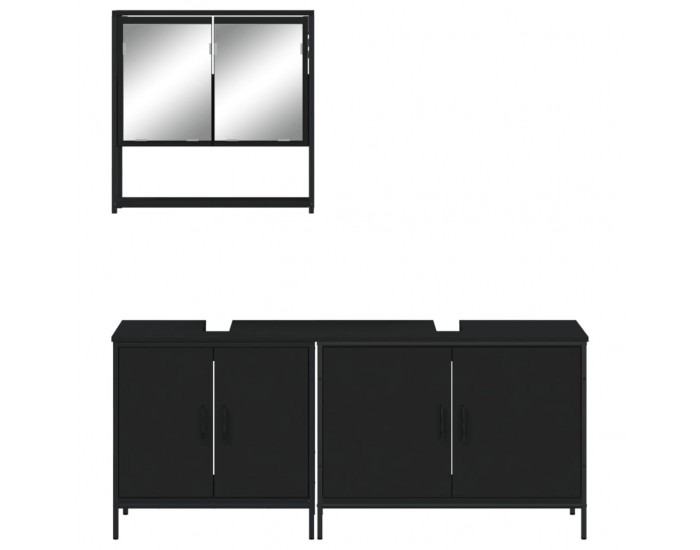 Sonata H Комплект мебели за баня от 3 части, черен, инженерно дърво