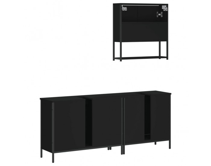Sonata H Комплект мебели за баня от 3 части, черен, инженерно дърво