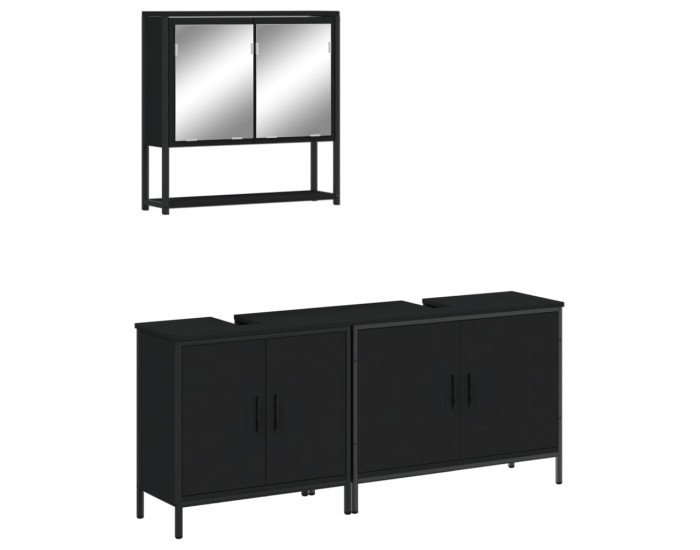 Sonata H Комплект мебели за баня от 3 части, черен, инженерно дърво