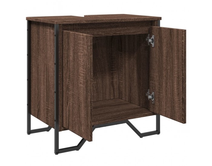 Sonata H Шкаф за мивка за баня, кафяв дъб, 60x35x60 см, инженерно дърво