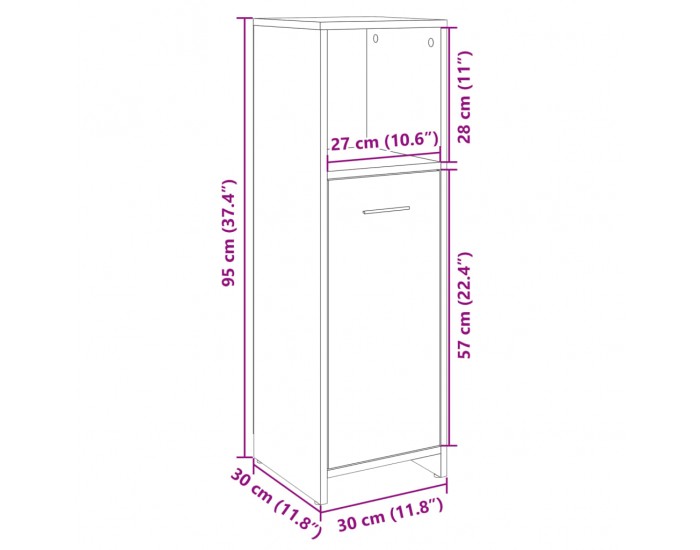 Sonata H Шкаф за баня, дъб сонома, 30x30x95 см, инженерно дърво